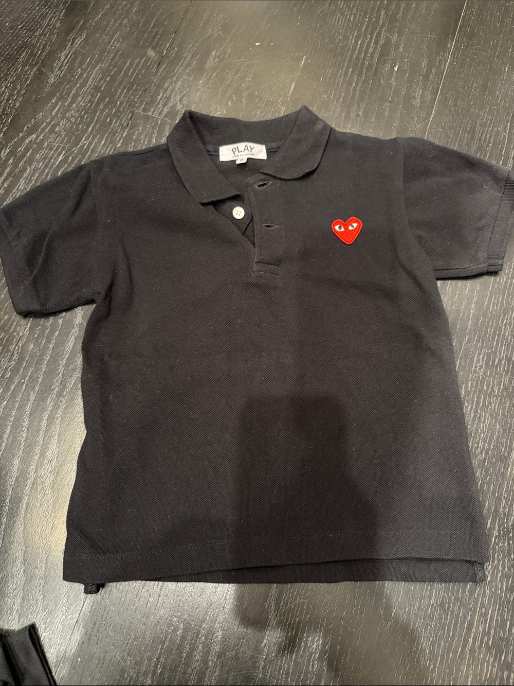 Comme des Garçons PLAY Black Kids Polo with Red Heart Patch
